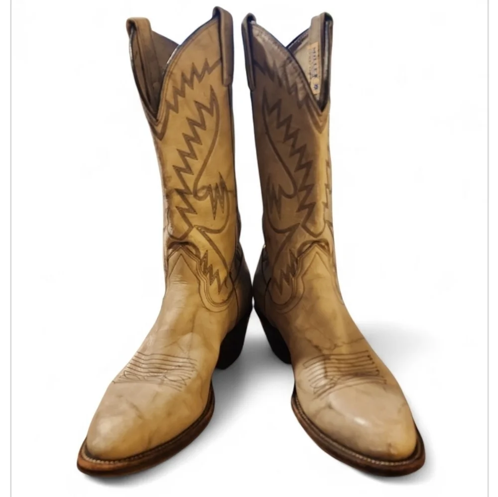 Vintage Miller Stockman Men's Western  Leather Cowboy Boots Size 8.5 D USA Made